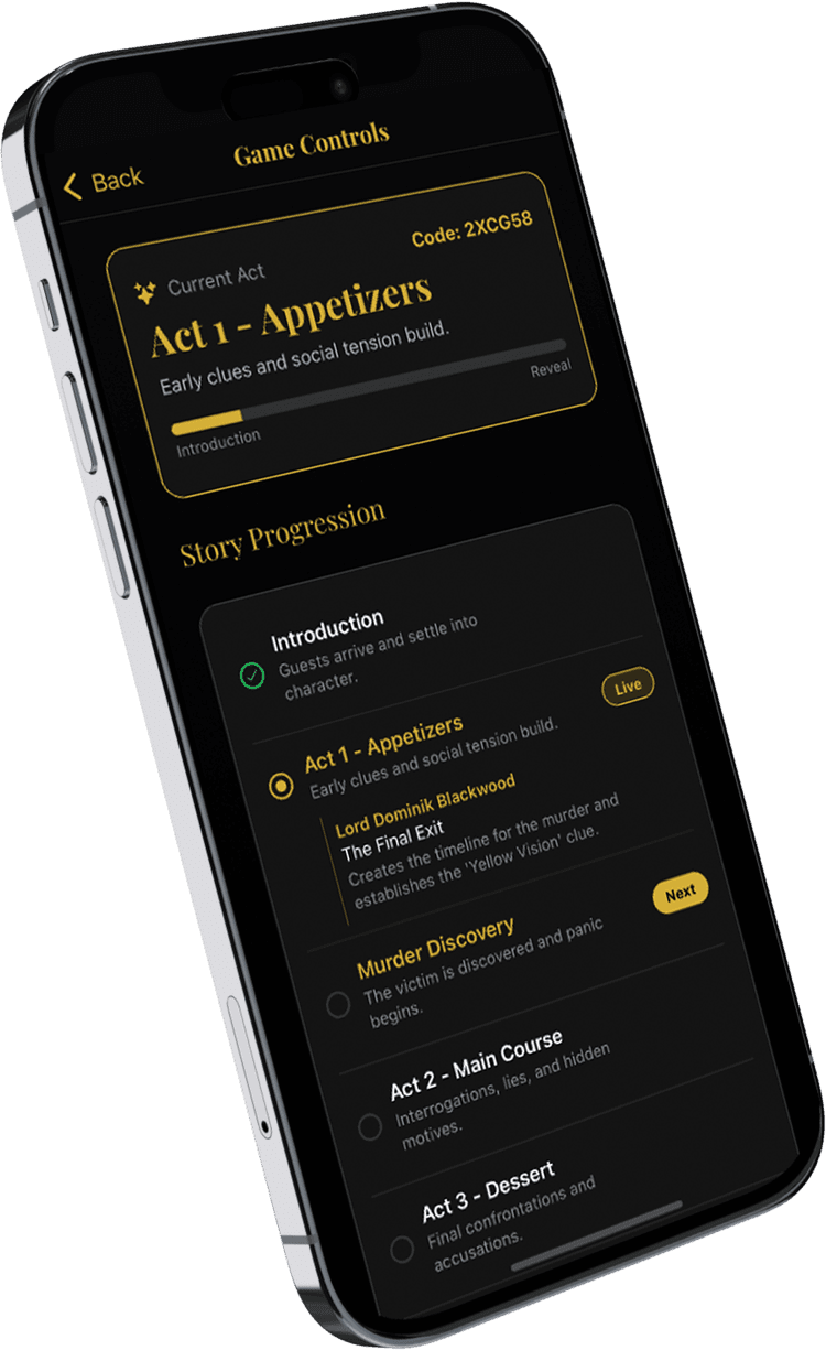 Guided gameplay with story progression and act controls